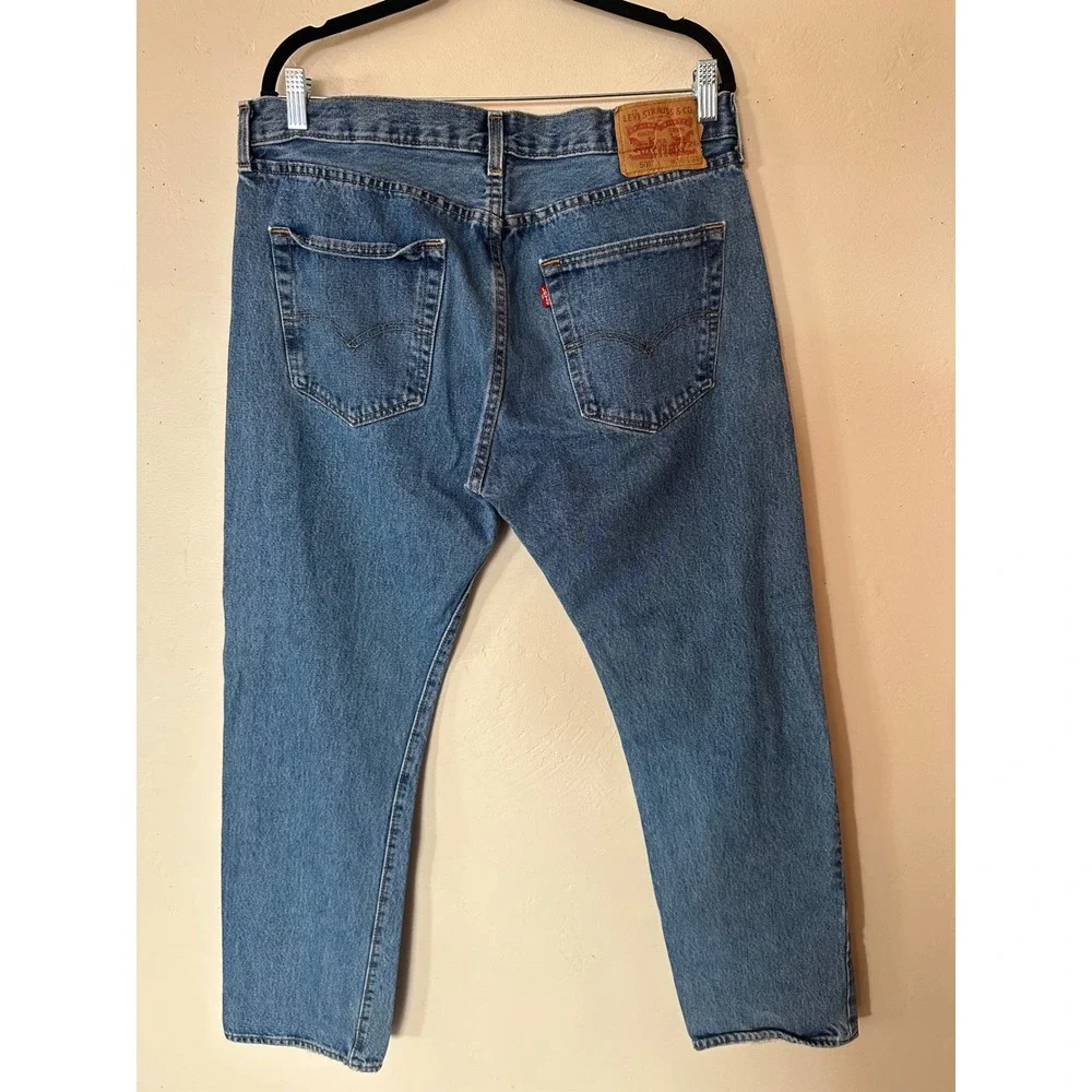 Levis 501 Original Fit Mens Blue Jeans Medium Wash Straight Leg Denim 36x32